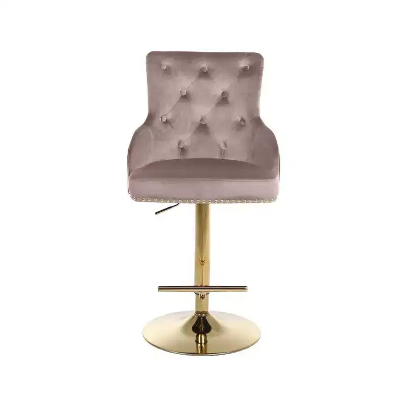 Tabouret réglable en velours rose