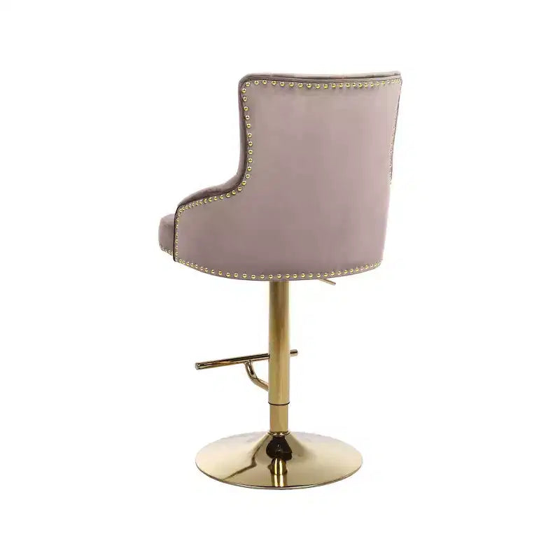 Tabouret réglable en velours rose