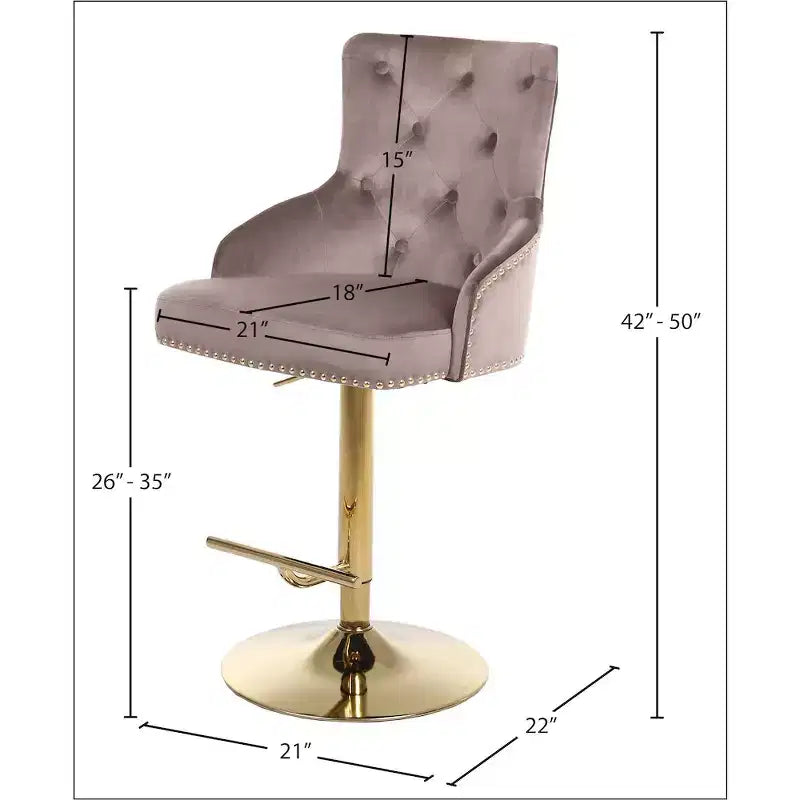 Tabouret réglable en velours rose