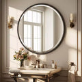Miroir Mural Rond Perlé - Miroir de Salle de Bain Décoratif avec Cadre en Résine