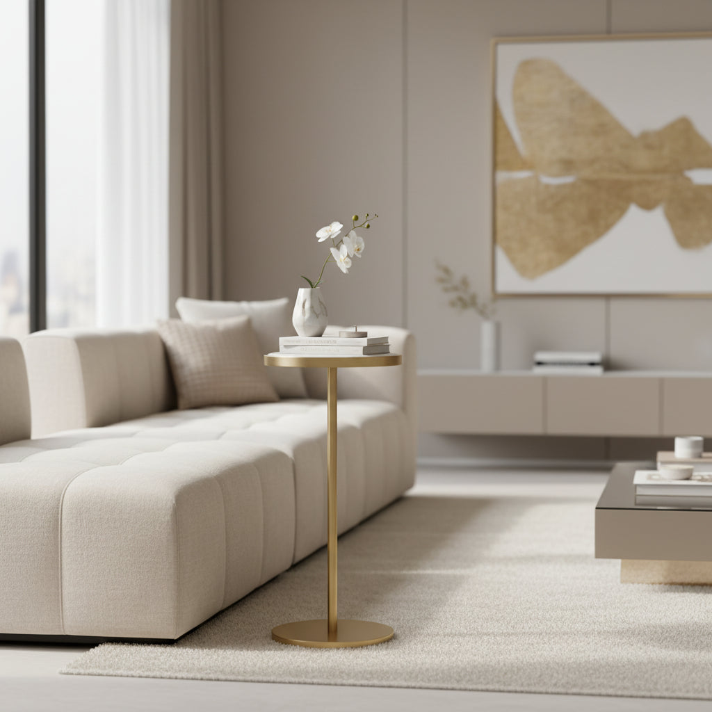 Paku Round Side Table - ACC2323A - Gold/Mirror - Safavieh