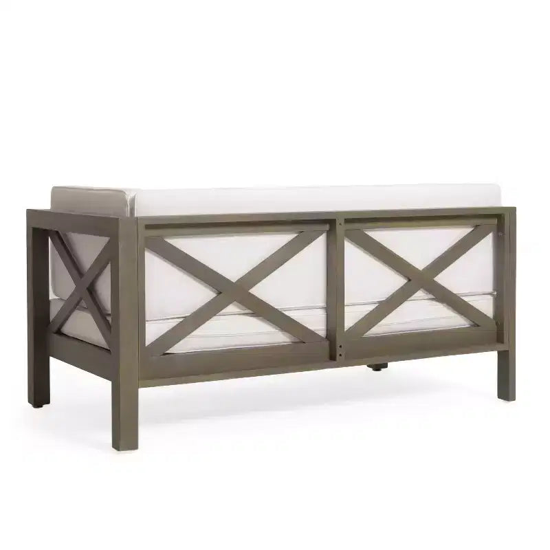 Christopher Knight Home George Ensemble sectionnel d'extérieur 5 pièces en bois d'acacia avec table basse et coussins