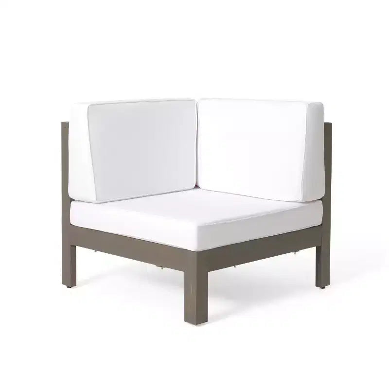 Christopher Knight Home George Ensemble sectionnel d'extérieur 5 pièces en bois d'acacia avec table basse et coussins