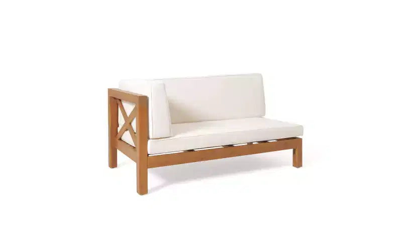 Christopher Knight Home George Ensemble sectionnel d'extérieur 5 pièces en bois d'acacia avec table basse et coussins