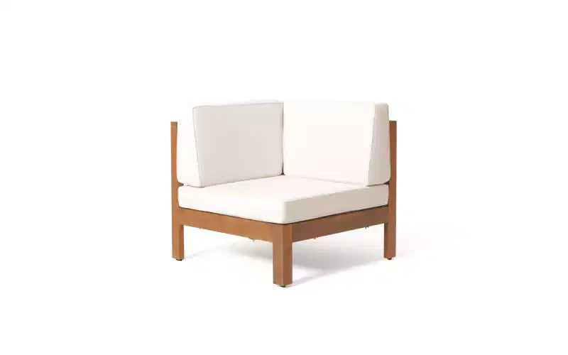 Christopher Knight Home George Ensemble sectionnel d'extérieur 5 pièces en bois d'acacia avec table basse et coussins