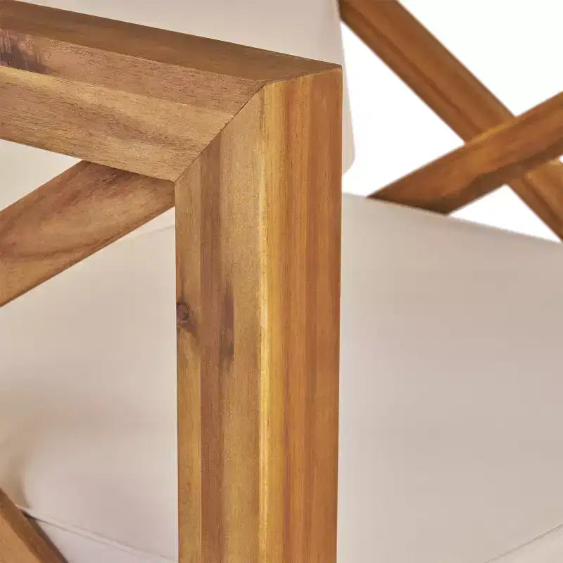 Christopher Knight Home George Ensemble sectionnel d'extérieur 5 pièces en bois d'acacia avec table basse et coussins