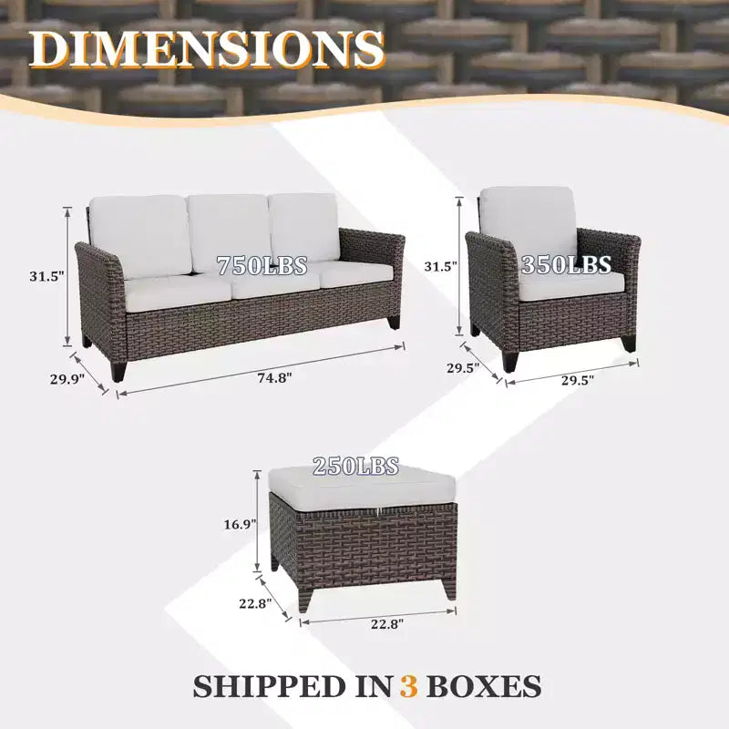Ensemble de mobilier de patio d'extérieur 5 pièces EAGLE PEAK Ocean Vista, ensemble de conversation en osier varié avec coussins