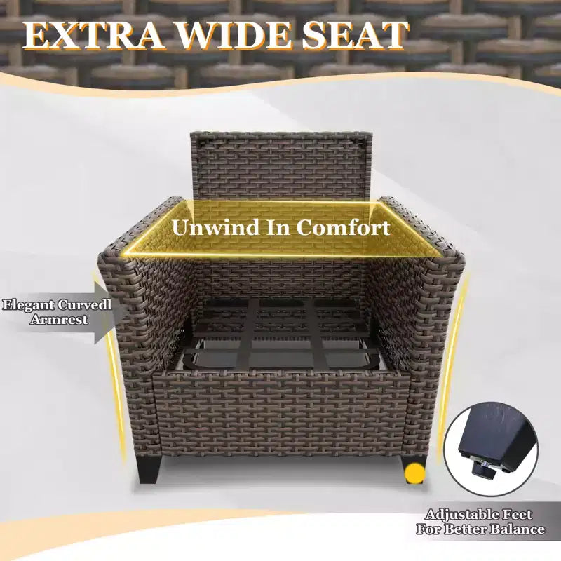 Ensemble de mobilier de patio d'extérieur 5 pièces EAGLE PEAK Ocean Vista, ensemble de conversation en osier varié avec coussins