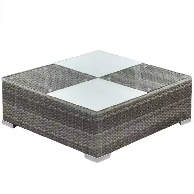 vidaXL Ensemble de jardin 5 pièces en résine tressée gris avec coussins, housses amovibles et table basse – Idéal pour piscine, jardin, patio