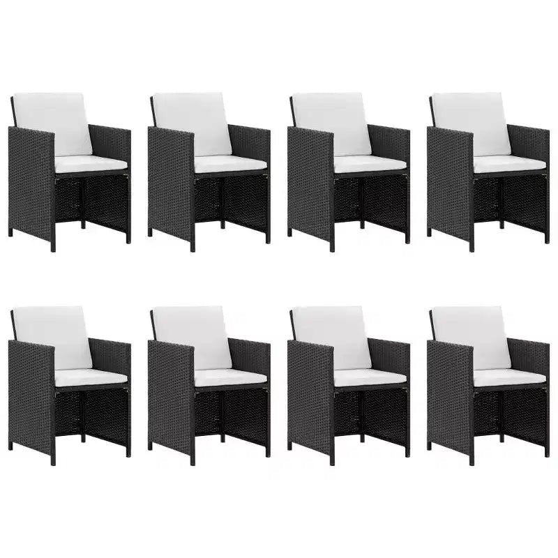 vidaXL 13 Piece Patio Dining Set with Cushions Poly Rattan Black