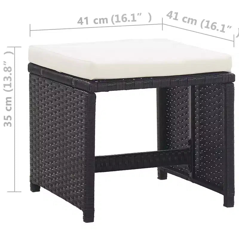 vidaXL Salon de jardin à dîner 13 pcs avec coussins Résine tressée Noir
