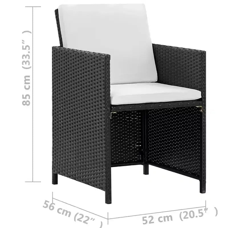 vidaXL Salon de jardin à dîner 13 pcs avec coussins Résine tressée Noir