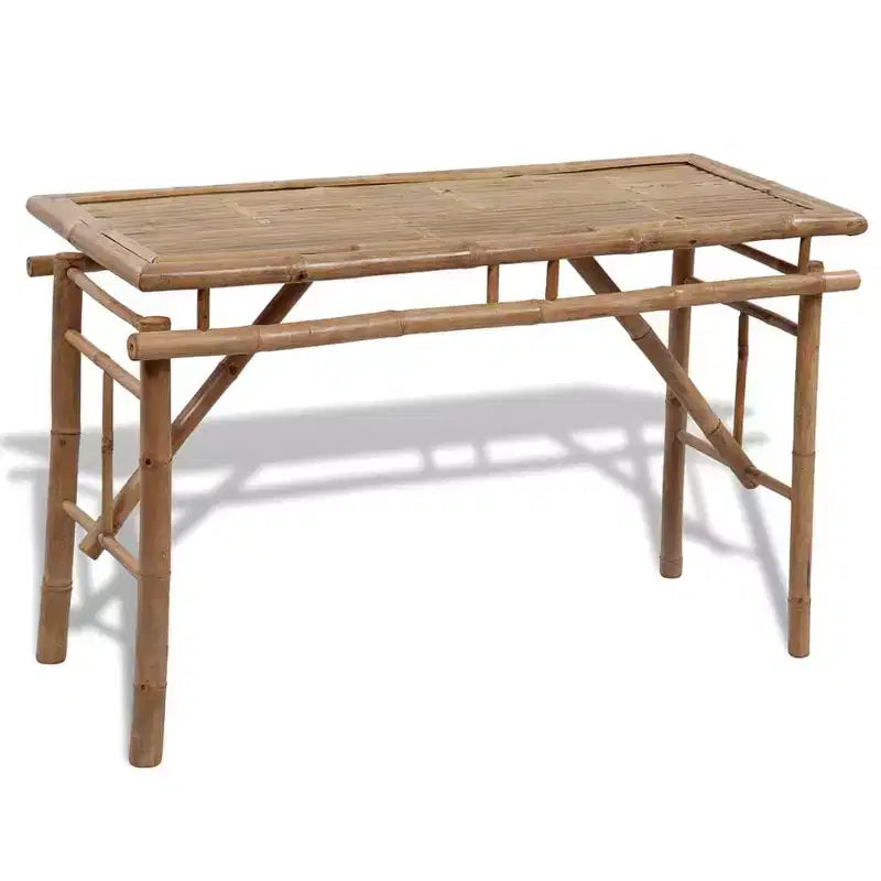 vidaXL Ensemble table et bancs de pique-nique en bambou 3 pièces - Mobilier de jardin pliant d'extérieur - Table à manger rectangulaire et bancs marron