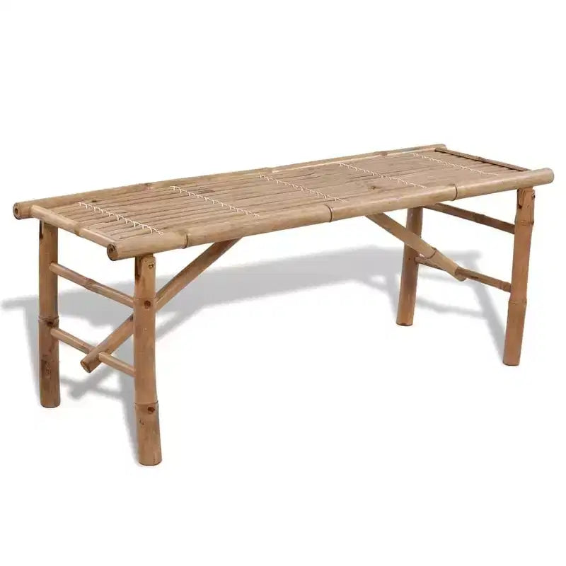 vidaXL Ensemble table et bancs de pique-nique en bambou 3 pièces - Mobilier de jardin pliant d'extérieur - Table à manger rectangulaire et bancs marron