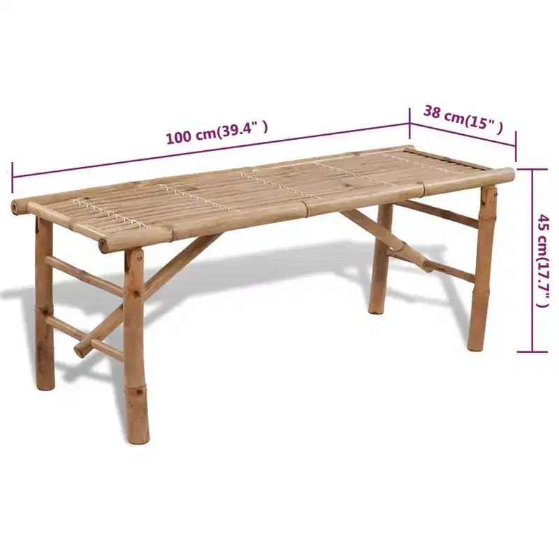 vidaXL Ensemble table et bancs de pique-nique en bambou 3 pièces - Mobilier de jardin pliant d'extérieur - Table à manger rectangulaire et bancs marron
