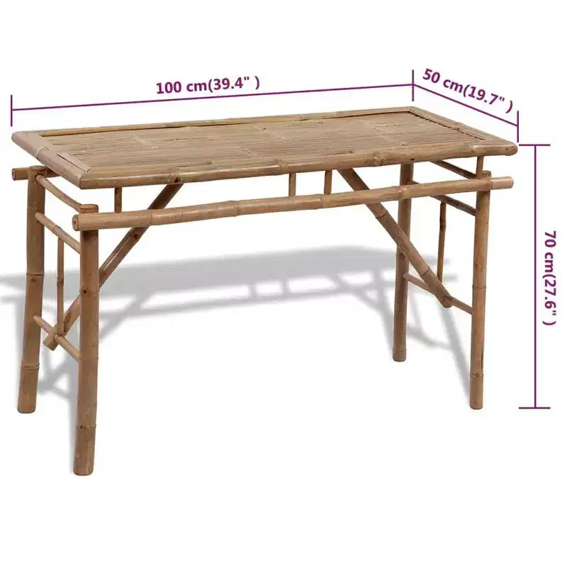 vidaXL Ensemble table et bancs de pique-nique en bambou 3 pièces - Mobilier de jardin pliant d'extérieur - Table à manger rectangulaire et bancs marron