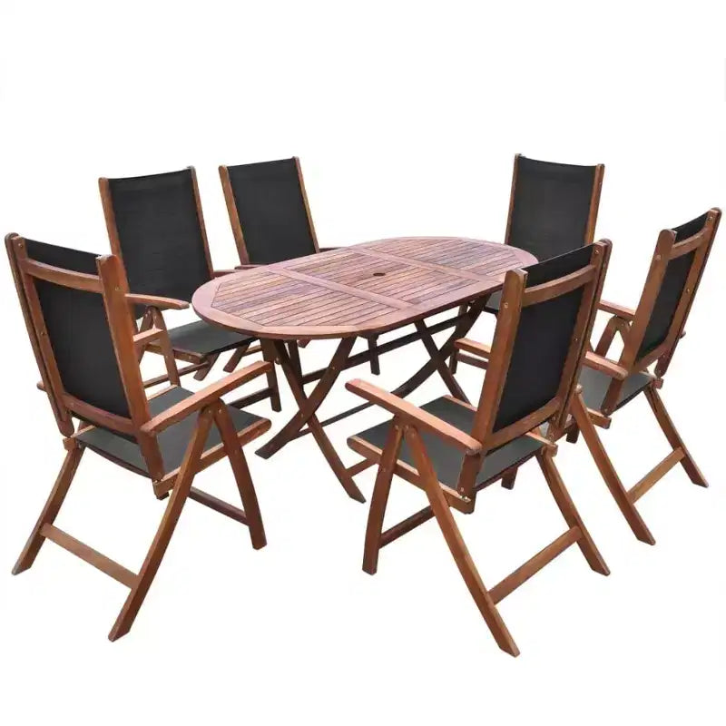 vidaXL Salon de jardin 9 pcs Bois d'acacia Marron Pliable