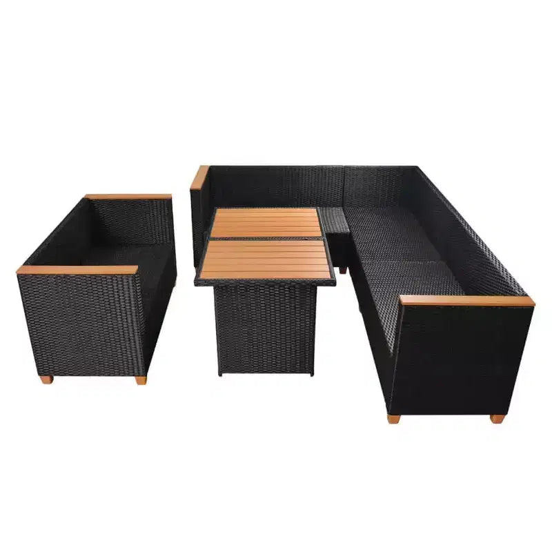vidaXL Salon de jardin 5 pcs Noir et blanc crème Résine tressée