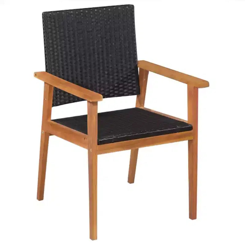 vidaXL Ensemble de salle à manger d'extérieur 9 pièces en résine tressée - Noir et marron - Comprend une grande table à manger et 8 chaises - Mobilier de patio de style rétro
