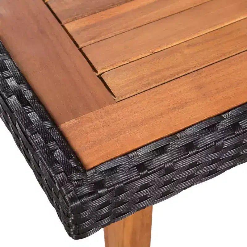 vidaXL Ensemble de salle à manger d'extérieur 9 pièces en résine tressée - Noir et marron - Comprend une grande table à manger et 8 chaises - Mobilier de patio de style rétro