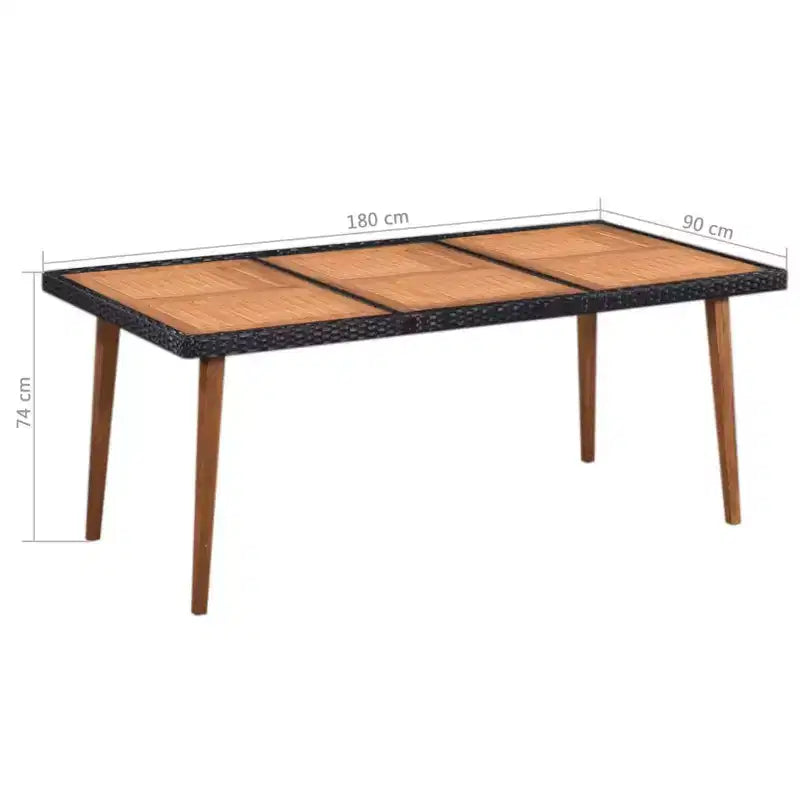 vidaXL Ensemble de salle à manger d'extérieur 9 pièces en résine tressée - Noir et marron - Comprend une grande table à manger et 8 chaises - Mobilier de patio de style rétro