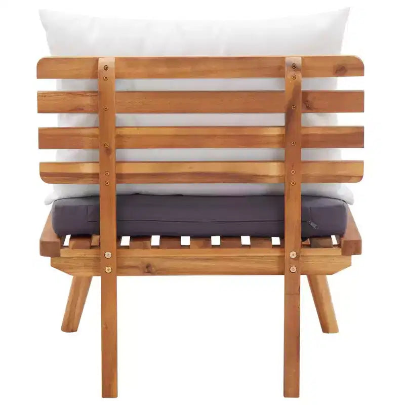 vidaXL Salon de Jardin 4 Pièces avec Coussins et Table Basse - Mobilier d'Extérieur en Bois d'Acacia Massif pour Jardin, Terrasse, Patio.