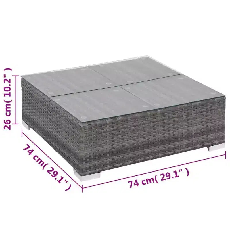vidaXL Salon de jardin de patio – Ensemble de canapés modulaires 6 pièces en rotin synthétique gris avec table basse et pouf – Sièges d'extérieur confortables avec coussins