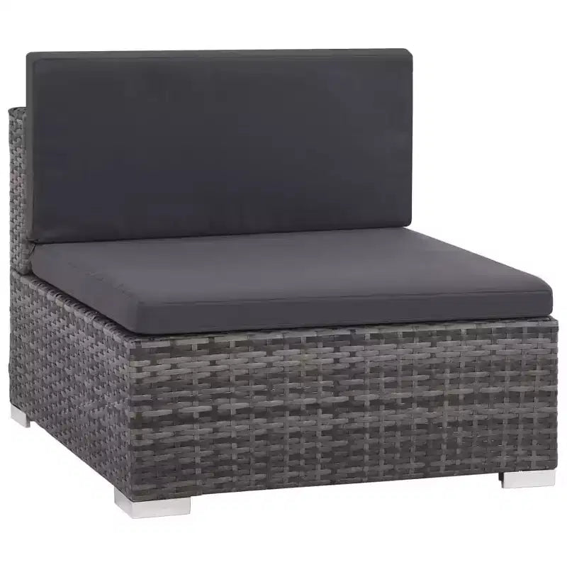 vidaXL Salon de jardin de patio – Ensemble de canapés modulaires 6 pièces en rotin synthétique gris avec table basse et pouf – Sièges d'extérieur confortables avec coussins
