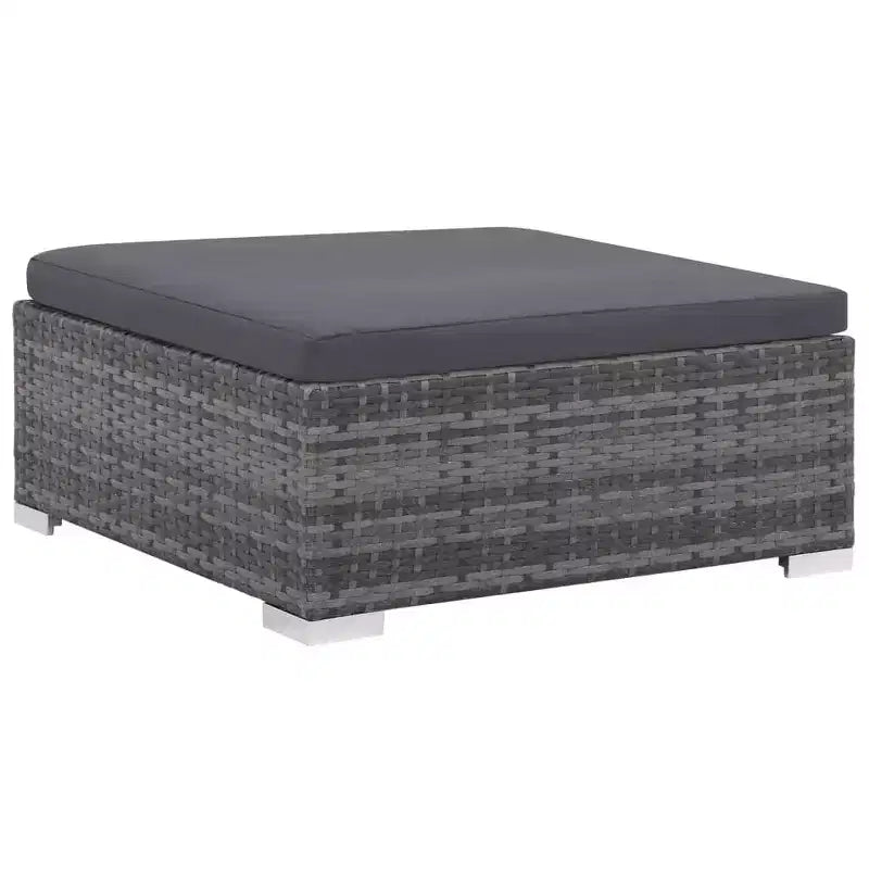 vidaXL Salon de jardin de patio – Ensemble de canapés modulaires 6 pièces en rotin synthétique gris avec table basse et pouf – Sièges d'extérieur confortables avec coussins