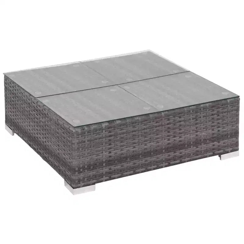 vidaXL Salon de jardin de patio – Ensemble de canapés modulaires 6 pièces en rotin synthétique gris avec table basse et pouf – Sièges d'extérieur confortables avec coussins