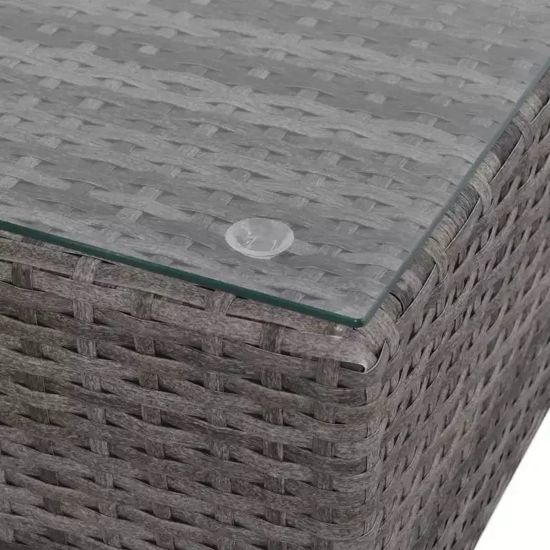 vidaXL Salon de jardin de patio – Ensemble de canapés modulaires 6 pièces en rotin synthétique gris avec table basse et pouf – Sièges d'extérieur confortables avec coussins
