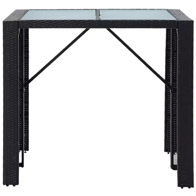 vidaXL Ensemble de bar d'extérieur 5 pièces en résine tressée et verre noirs avec coussins confortables - Montage facile - Utilisation en extérieur