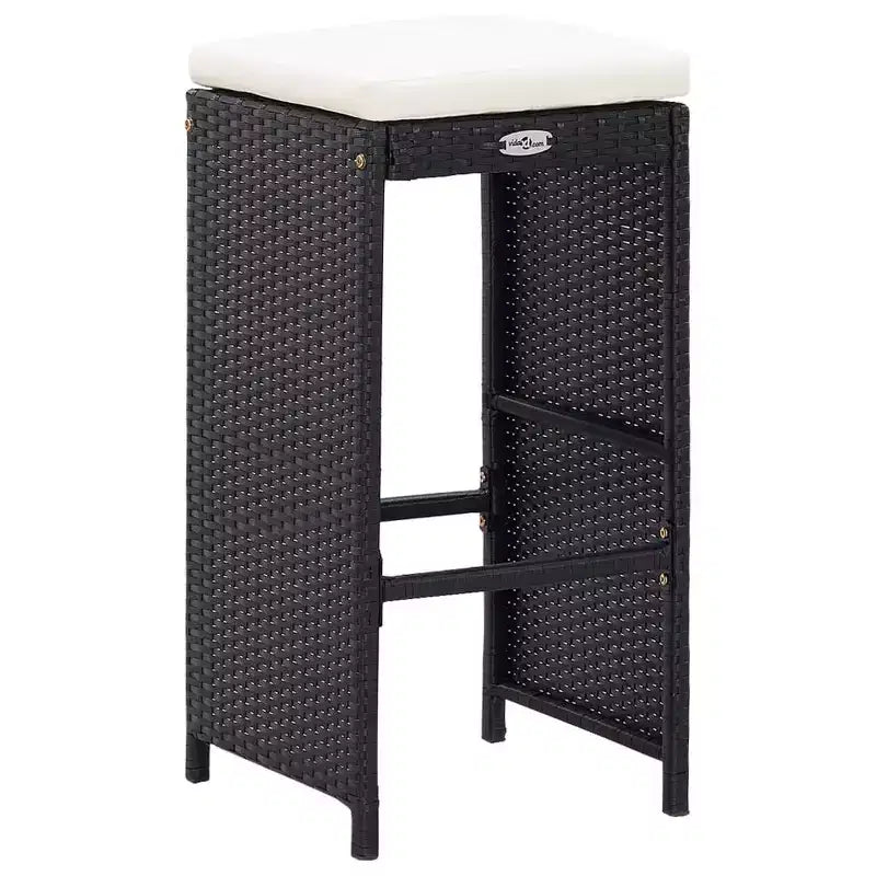 vidaXL Ensemble de bar d'extérieur 5 pièces en résine tressée et verre noirs avec coussins confortables - Montage facile - Utilisation en extérieur