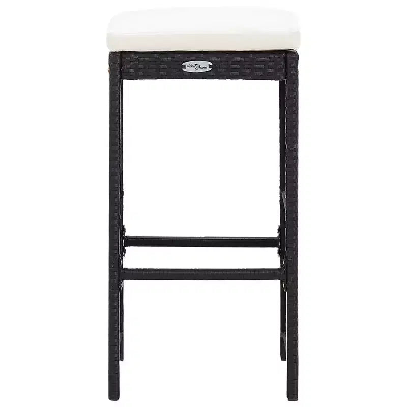 vidaXL Ensemble de bar d'extérieur 5 pièces en résine tressée et verre noirs avec coussins confortables - Montage facile - Utilisation en extérieur
