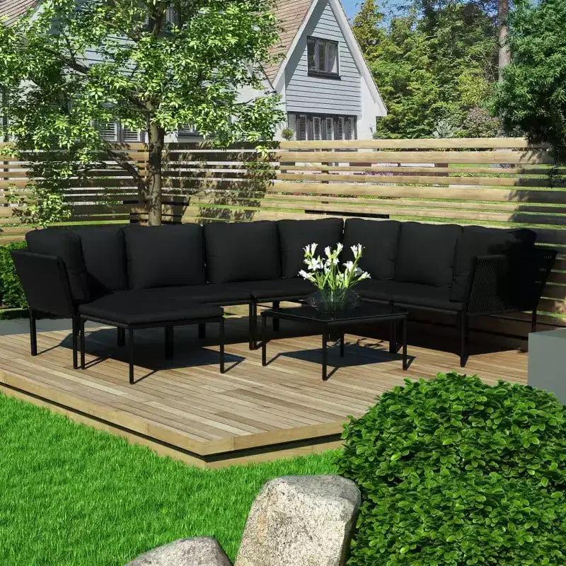 vidaXL Salon de jardin noir et anthracite