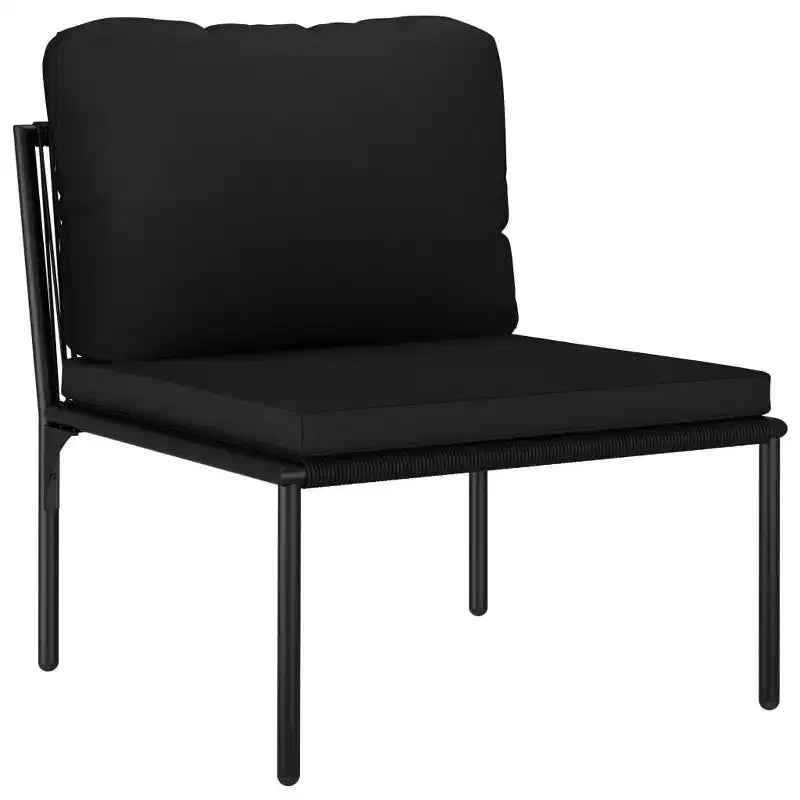vidaXL Salon de jardin modulable 6 pièces avec coussins – Ensemble de meubles noirs en PVC avec cadre en acier – Idéal pour le jardin, le patio et les espaces extérieurs