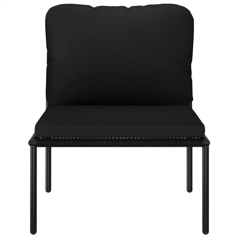 vidaXL Salon de jardin modulable 6 pièces avec coussins – Ensemble de meubles noirs en PVC avec cadre en acier – Idéal pour le jardin, le patio et les espaces extérieurs