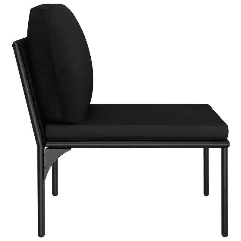 vidaXL Salon de jardin modulable 6 pièces avec coussins – Ensemble de meubles noirs en PVC avec cadre en acier – Idéal pour le jardin, le patio et les espaces extérieurs