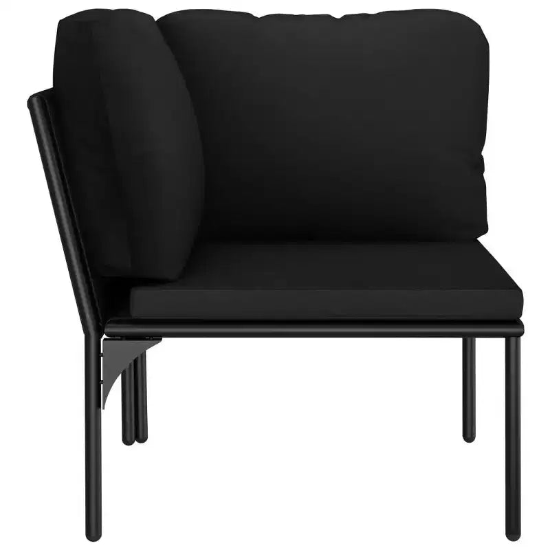 vidaXL Salon de jardin modulable 6 pièces avec coussins – Ensemble de meubles noirs en PVC avec cadre en acier – Idéal pour le jardin, le patio et les espaces extérieurs