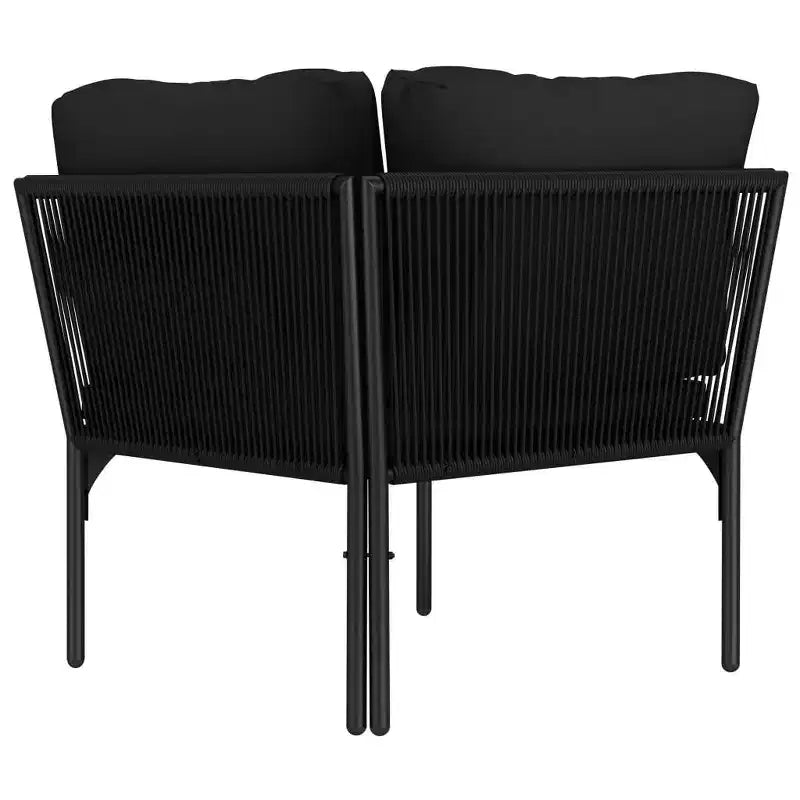 vidaXL Salon de jardin modulable 6 pièces avec coussins – Ensemble de meubles noirs en PVC avec cadre en acier – Idéal pour le jardin, le patio et les espaces extérieurs