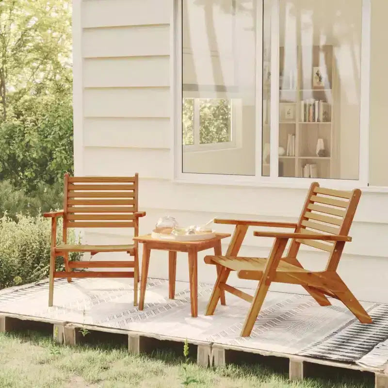 vidaXL 2 Chaises de jardin en bois d'acacia massif - Chaises de salle à manger en bois marron - Durables et faciles à nettoyer - Chaises de relaxation pour le jardin, le patio, la terrasse.