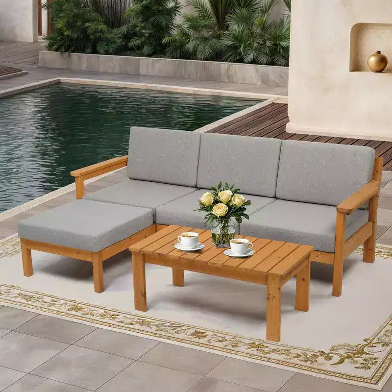 Ensemble de canapé d'angle 5 pièces en bois Karl Home Patio