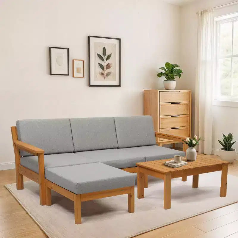 Ensemble de canapé d'angle 5 pièces en bois Karl Home Patio