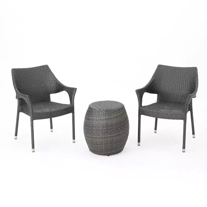 Ensemble de conversation GDFStudio Orchard 3 pièces avec chaises empilables en osier d'extérieur