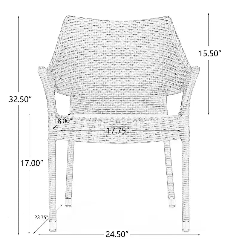 Ensemble de conversation GDFStudio Orchard 3 pièces avec chaises empilables en osier d'extérieur