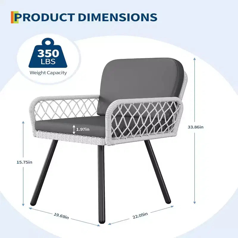 Ensemble de 4 chaises de salle à manger d'extérieur GustoWave avec coussins pour l'intérieur, le jardin, le balcon, la terrasse, la cour arrière