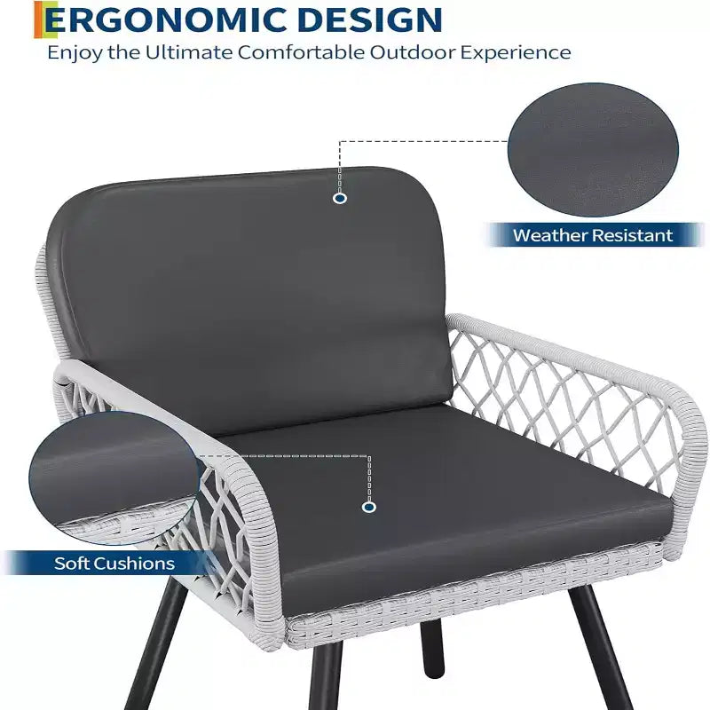 Ensemble de 4 chaises de salle à manger d'extérieur GustoWave avec coussins pour l'intérieur, le jardin, le balcon, la terrasse, la cour arrière