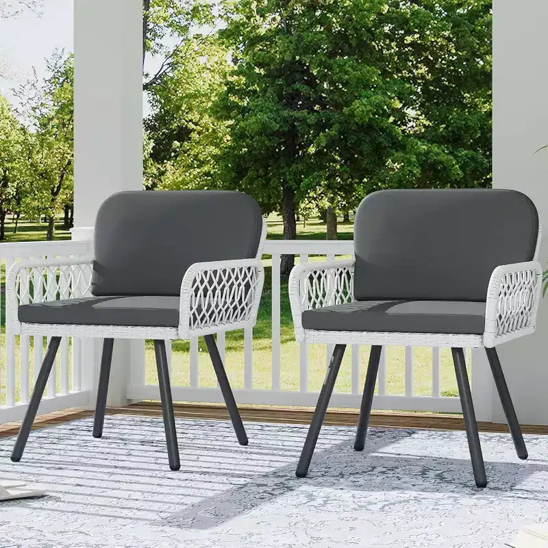Ensemble de 4 chaises de salle à manger d'extérieur GustoWave avec coussins pour l'intérieur, le jardin, le balcon, la terrasse, la cour arrière
