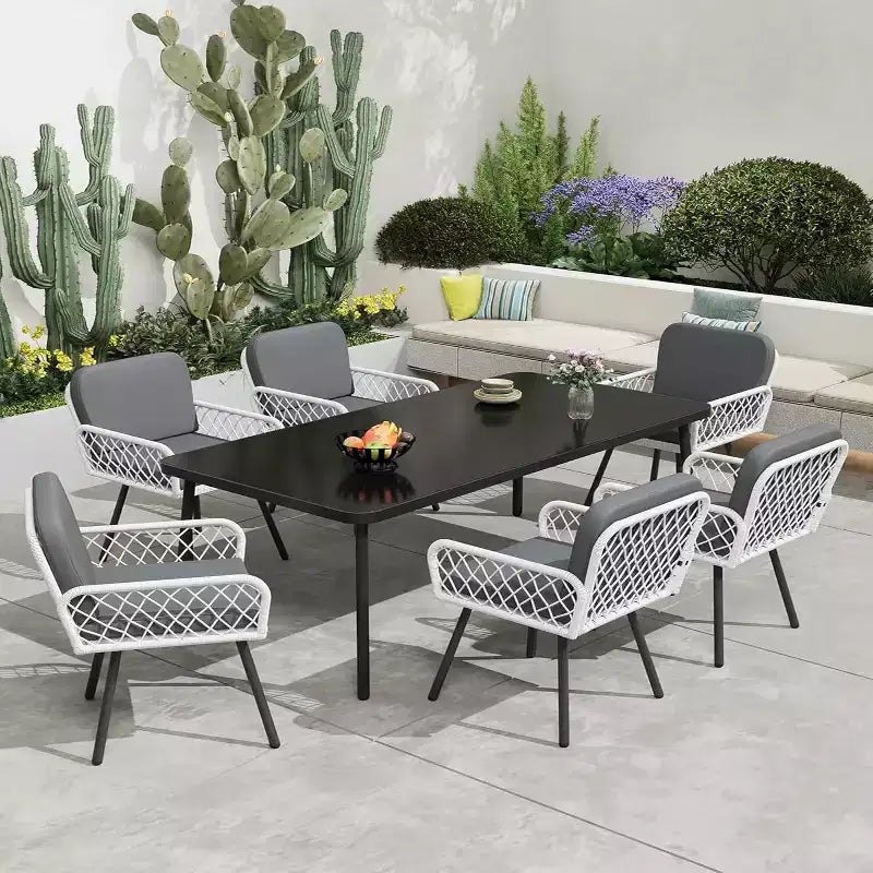 Ensemble de 4 chaises de salle à manger d'extérieur GustoWave avec coussins pour l'intérieur, le jardin, le balcon, la terrasse, la cour arrière