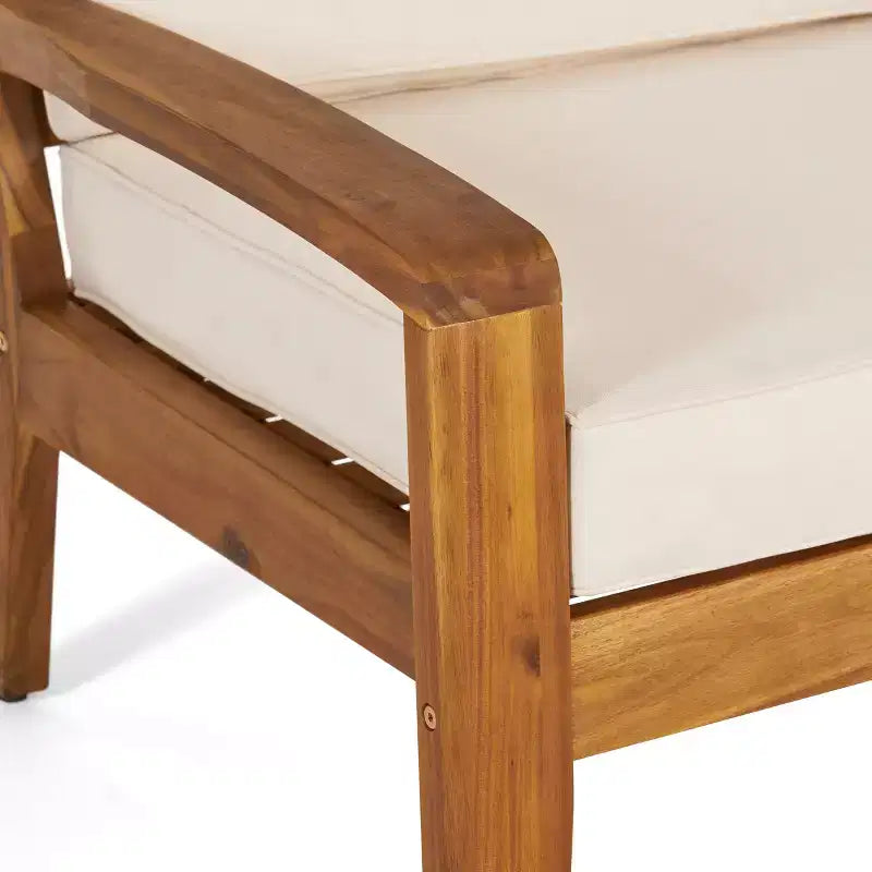 GDFStudio Parma Ensemble de conversation de canapé d'angle 7 places d'extérieur en bois d'acacia avec pouf